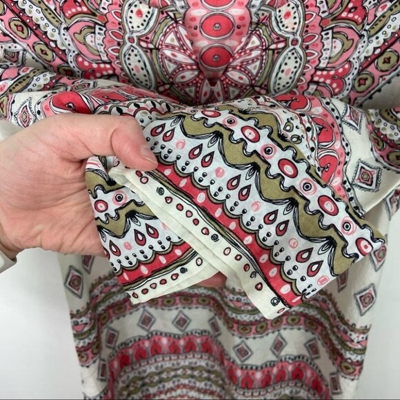 Tommy Bahama Silk Blend‎ Bohemian Hippie Peasant Blouse Size XS Pink Print Boho - Picture 5 of 16